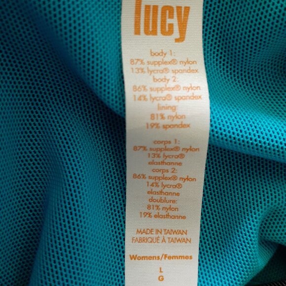 Lucy Twist Back Tank with Built-In Bra Blue Size L - Picture 3 of 11